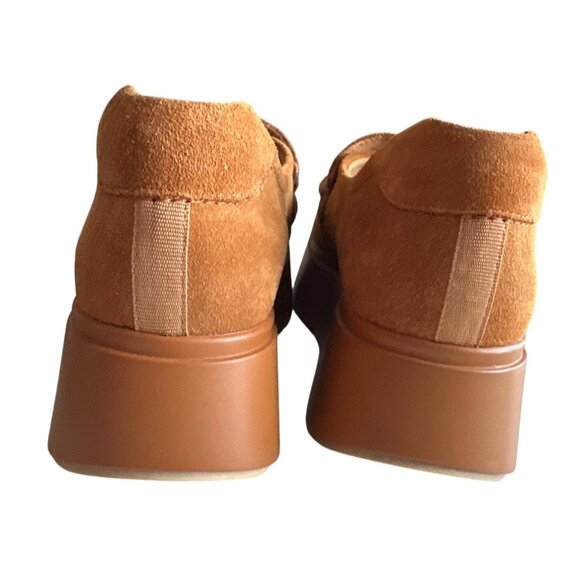 Naked Feet Princeton Platform Sneakers Tan Chain Loafers Suede Slip-On Size 8.5 - Picture 5 of 12
